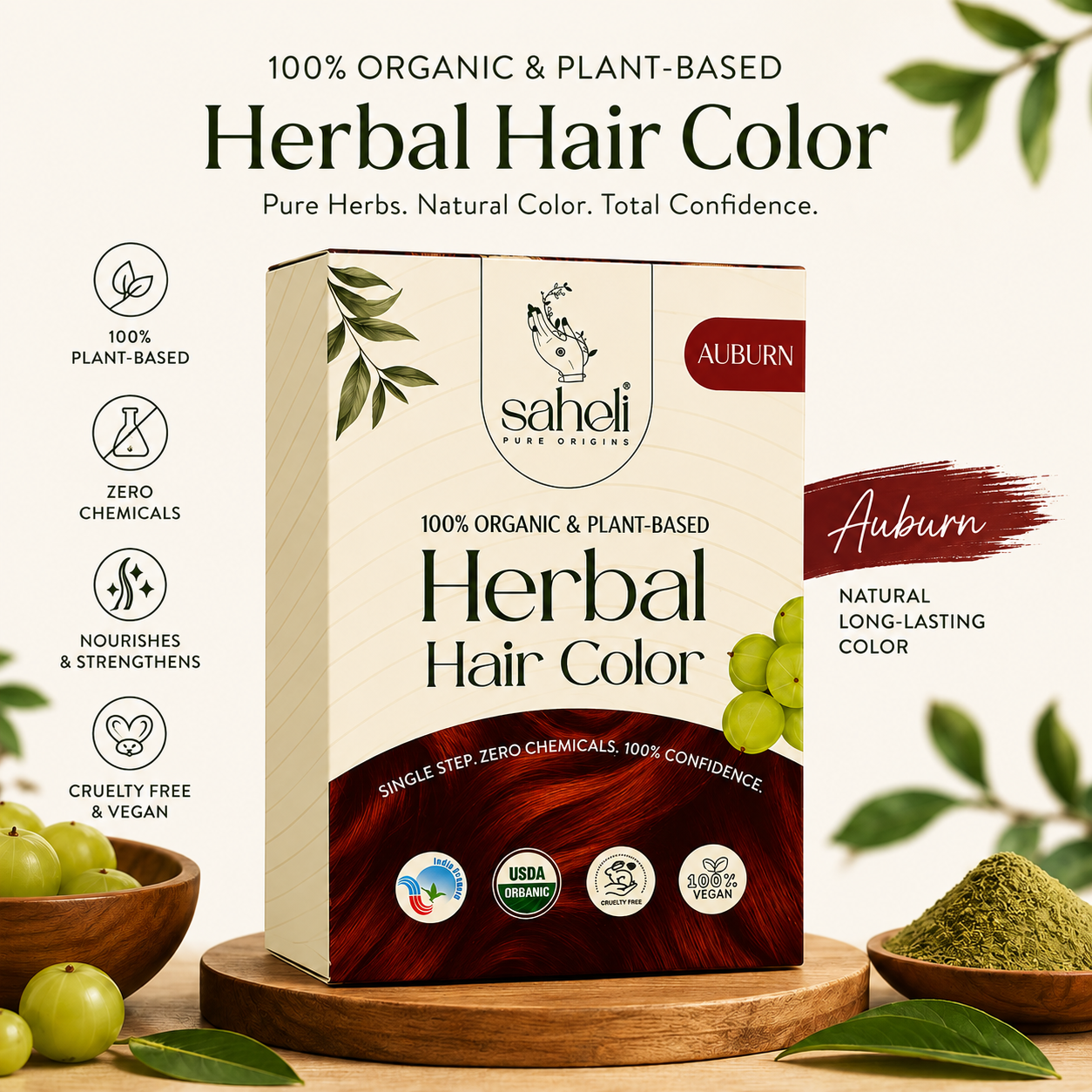 Herbal Hair Color - Brown/Auburn/Soft Black