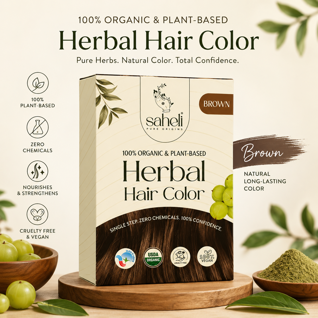 Herbal Hair Color - Brown/Auburn/Soft Black
