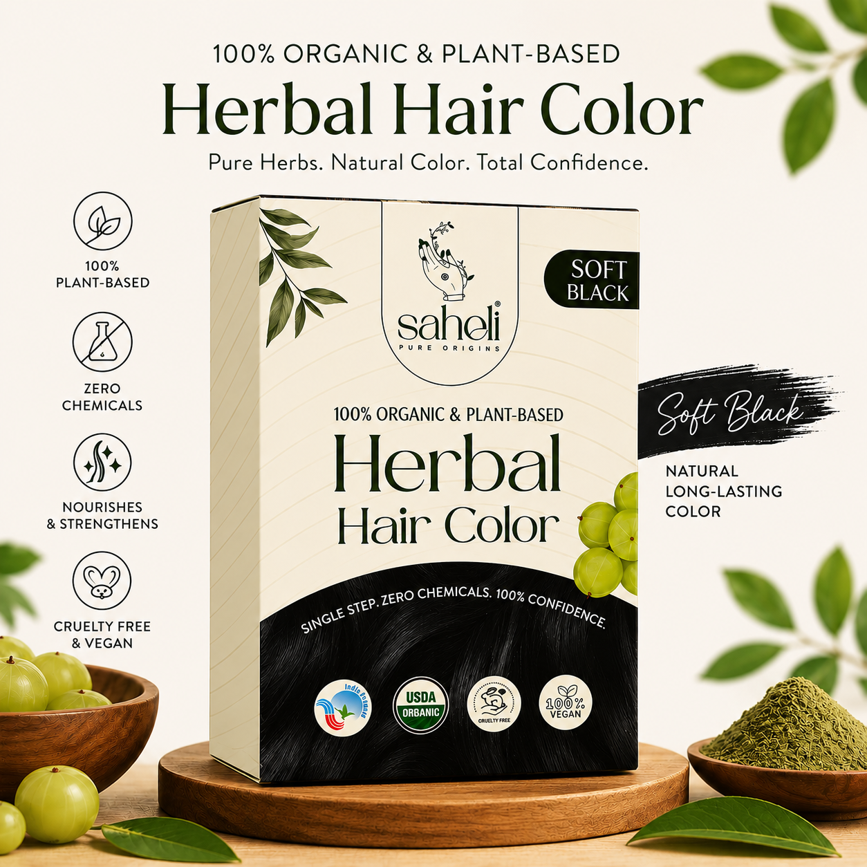 Herbal Hair Color - Brown/Auburn/Soft Black